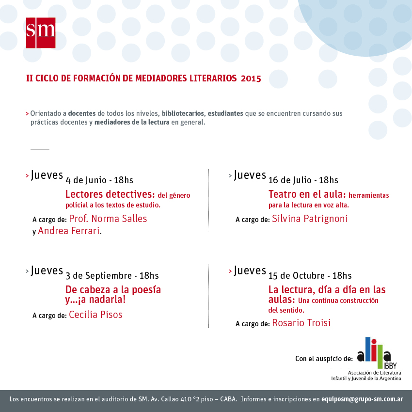 Cronograma - II Ciclo de Formación de Mediadores Literarios